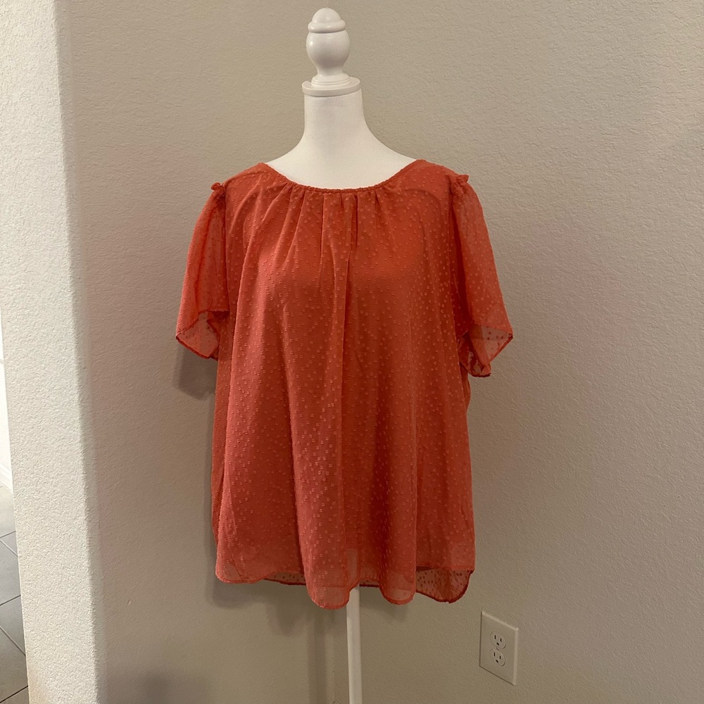 LC Lauren Conrad Flutter Sleeve Blouse in Red Orange